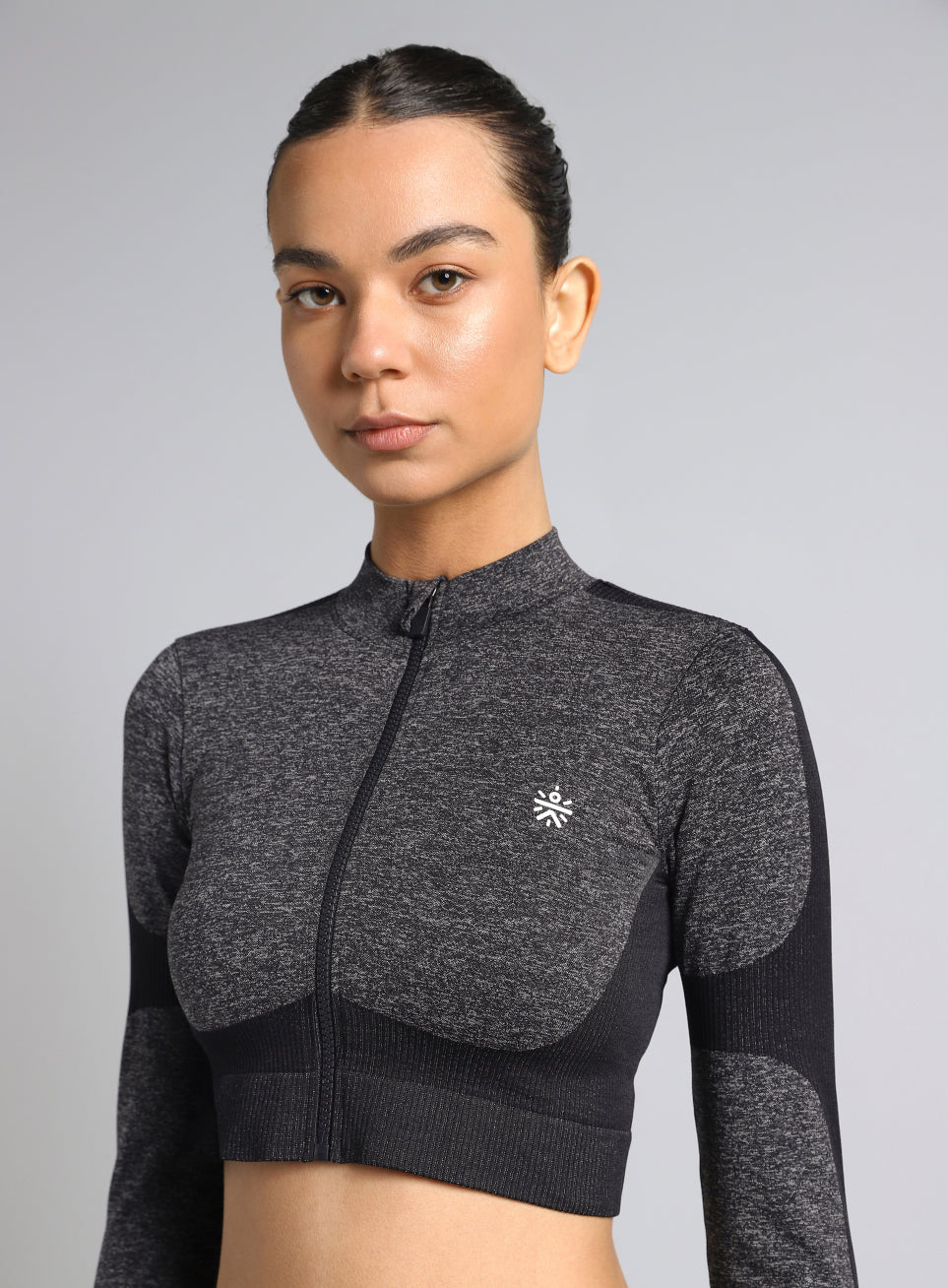 Women's Black Snug Fit Seamless Jacket