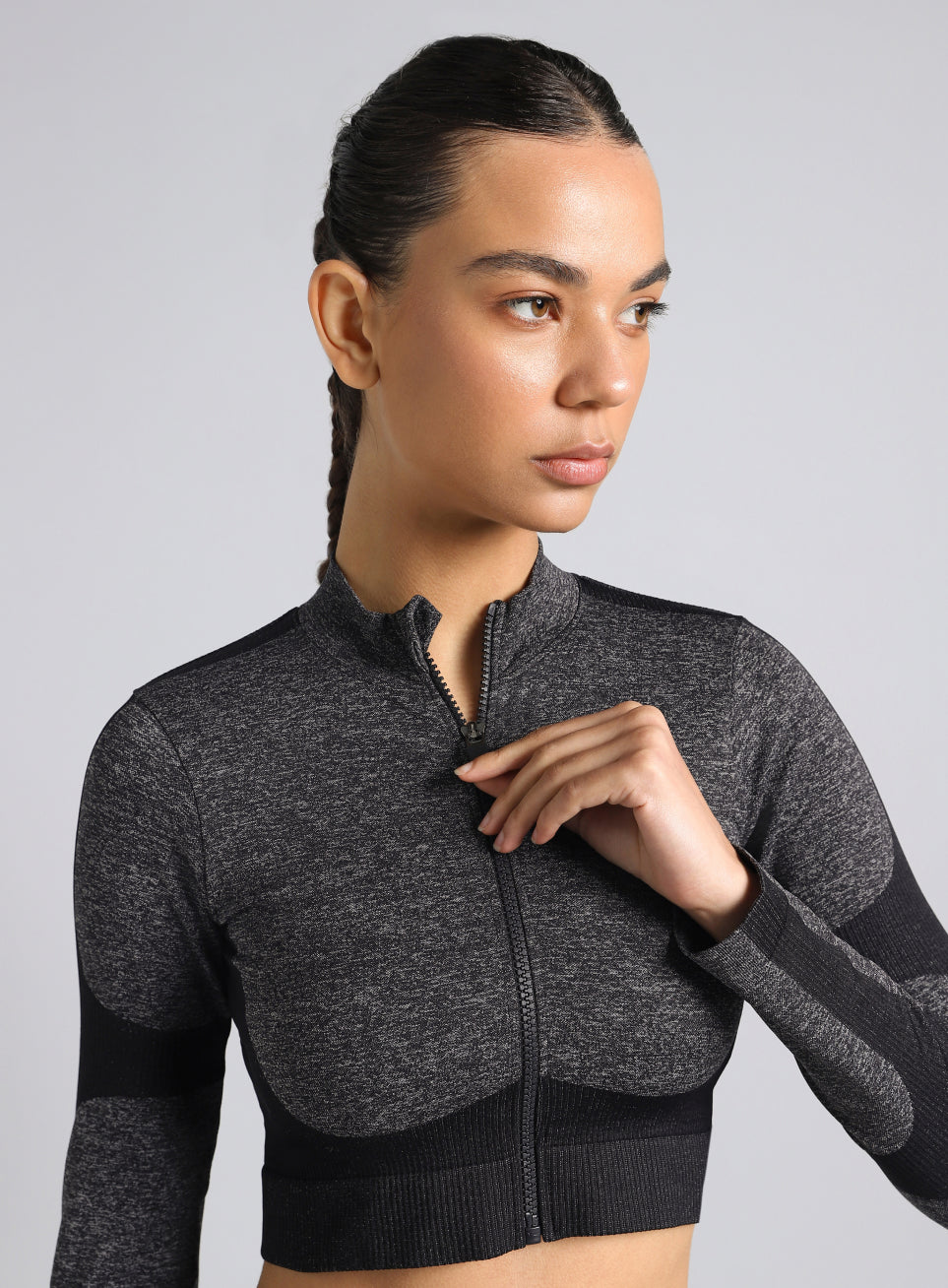 Women's Black Snug Fit Seamless Jacket