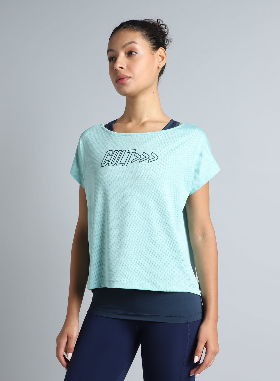 Women's 2in1 Layered Performance Turquoise T-shirt