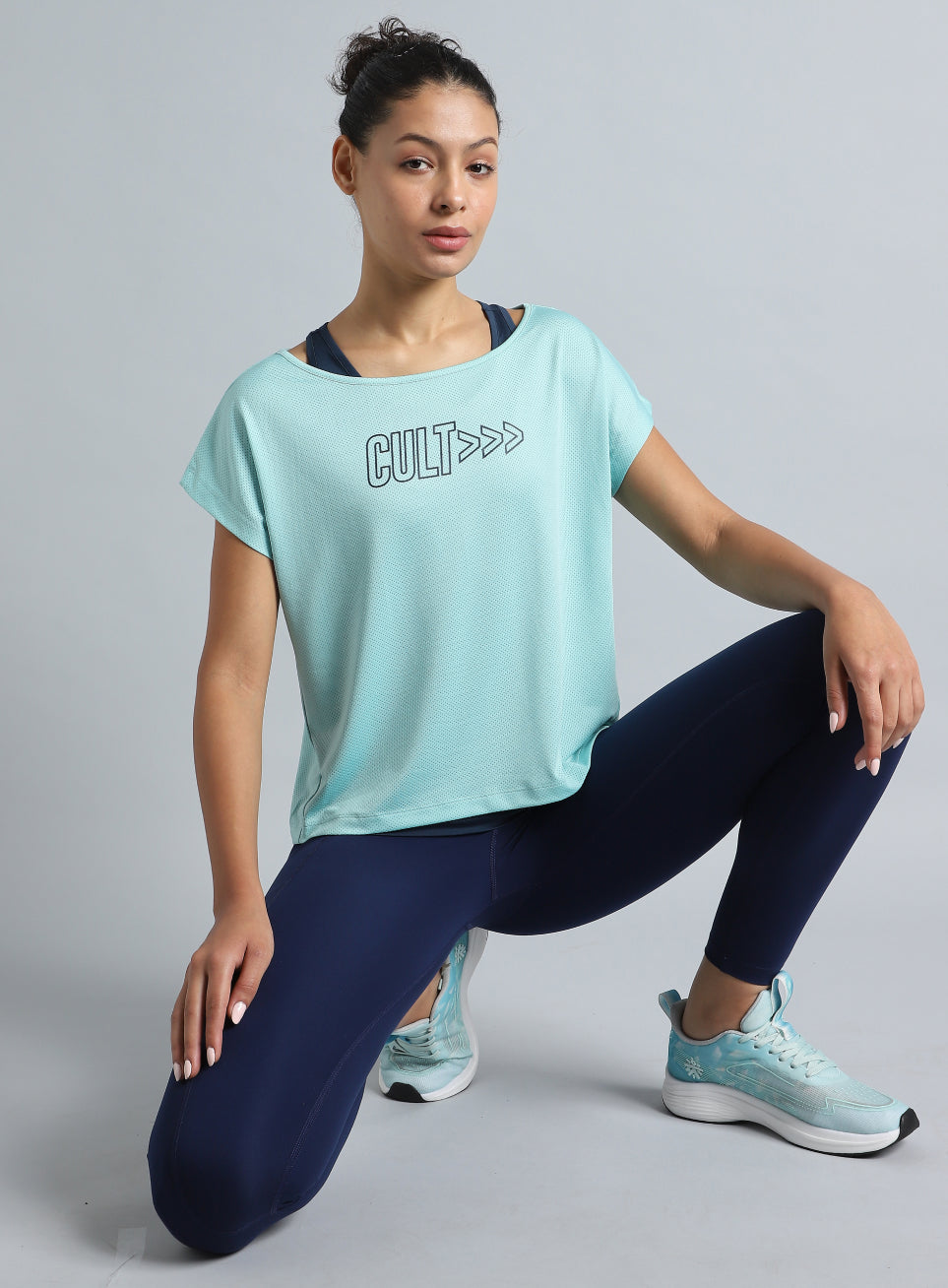 Women's 2in1 Layered Performance Turquoise T-shirt