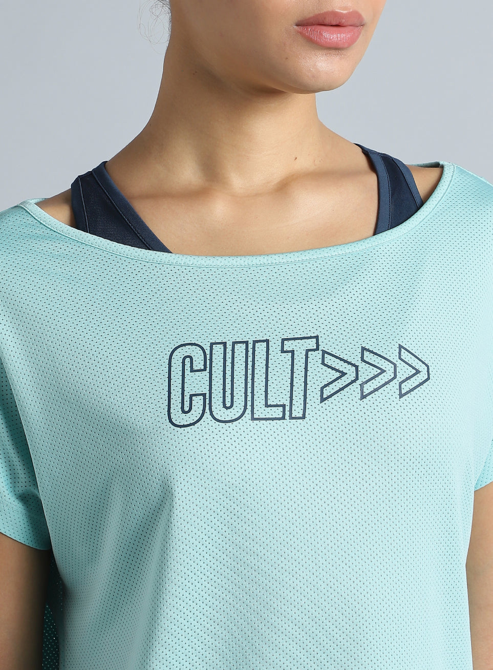 Women's 2in1 Layered Performance Turquoise T-shirt