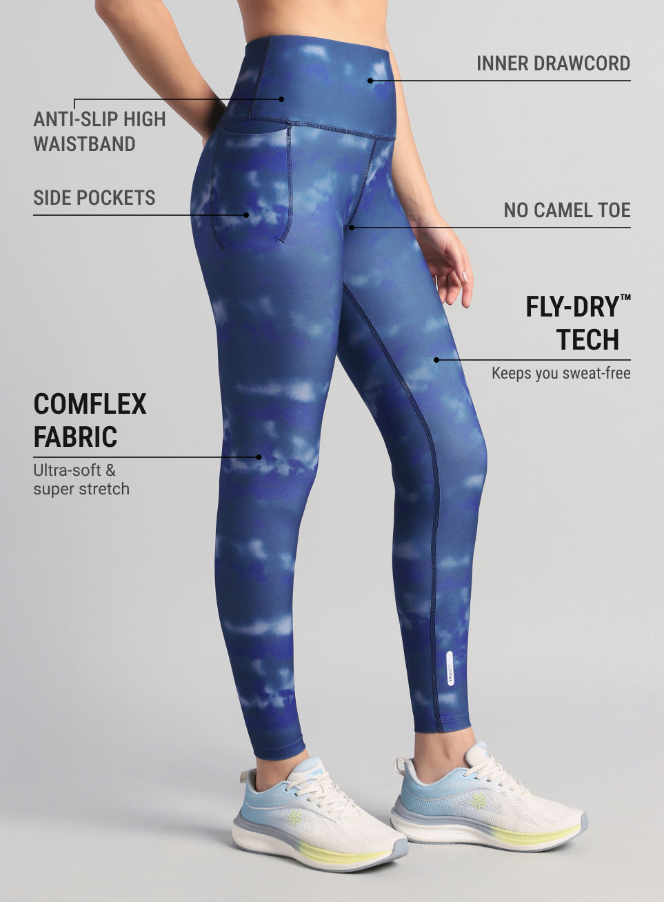 Women's Teal Printed Train All Day COMFlex Tights