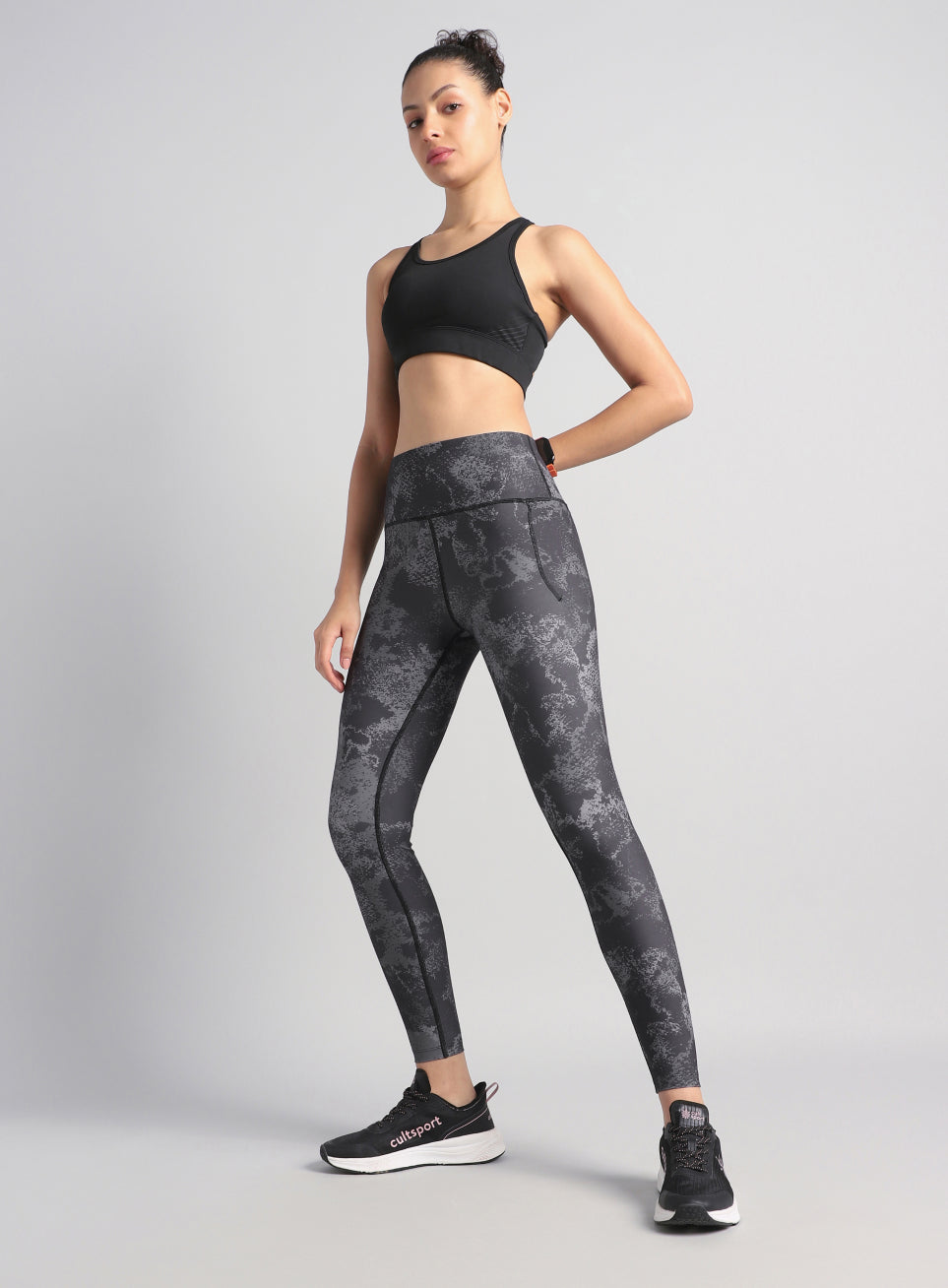 Women's Black Printed Train All Day COMFlex Tights