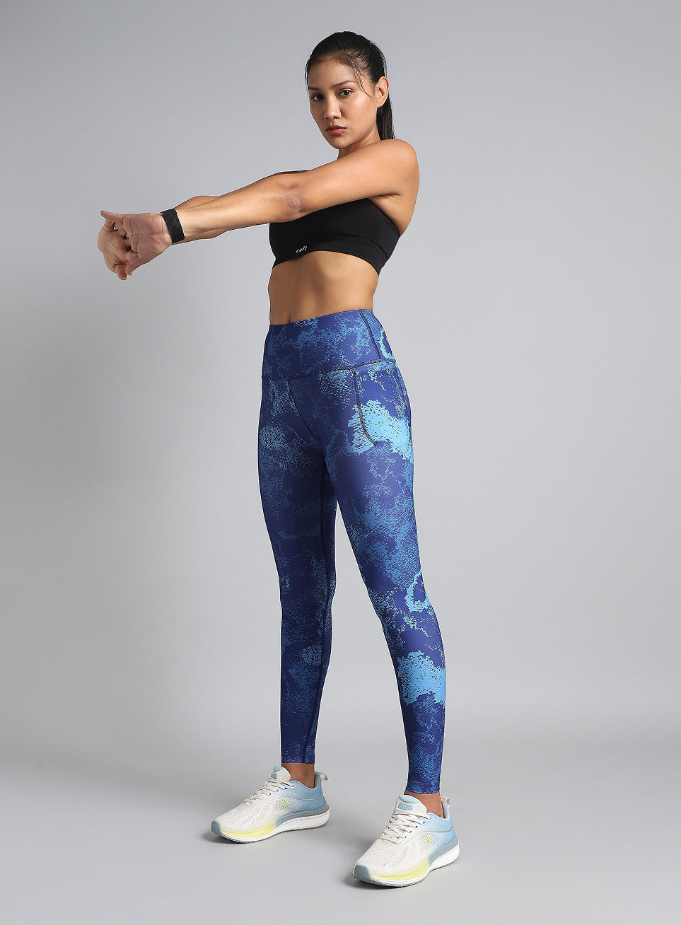 Women's Blue Printed Train All Day COMFlex Tights
