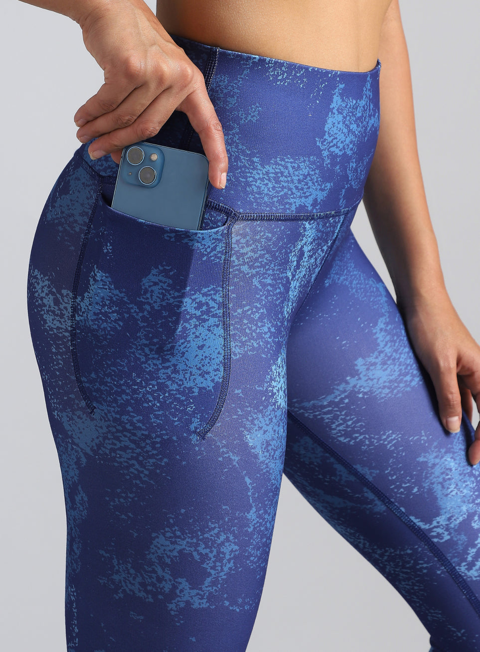 Women's Blue Printed Train All Day COMFlex Tights