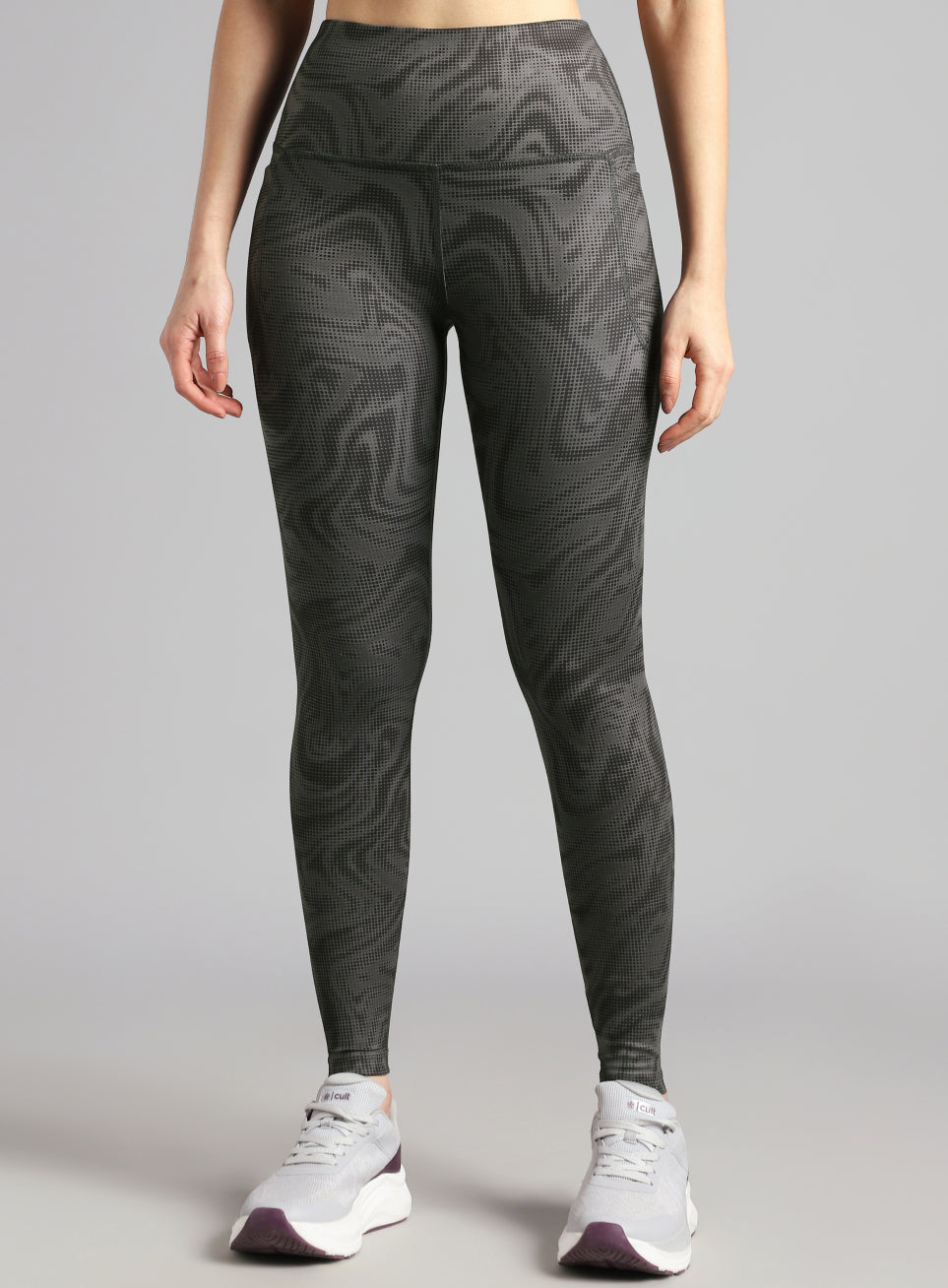 Women's Dark Grey Printed Train All Day COMFlex Tights