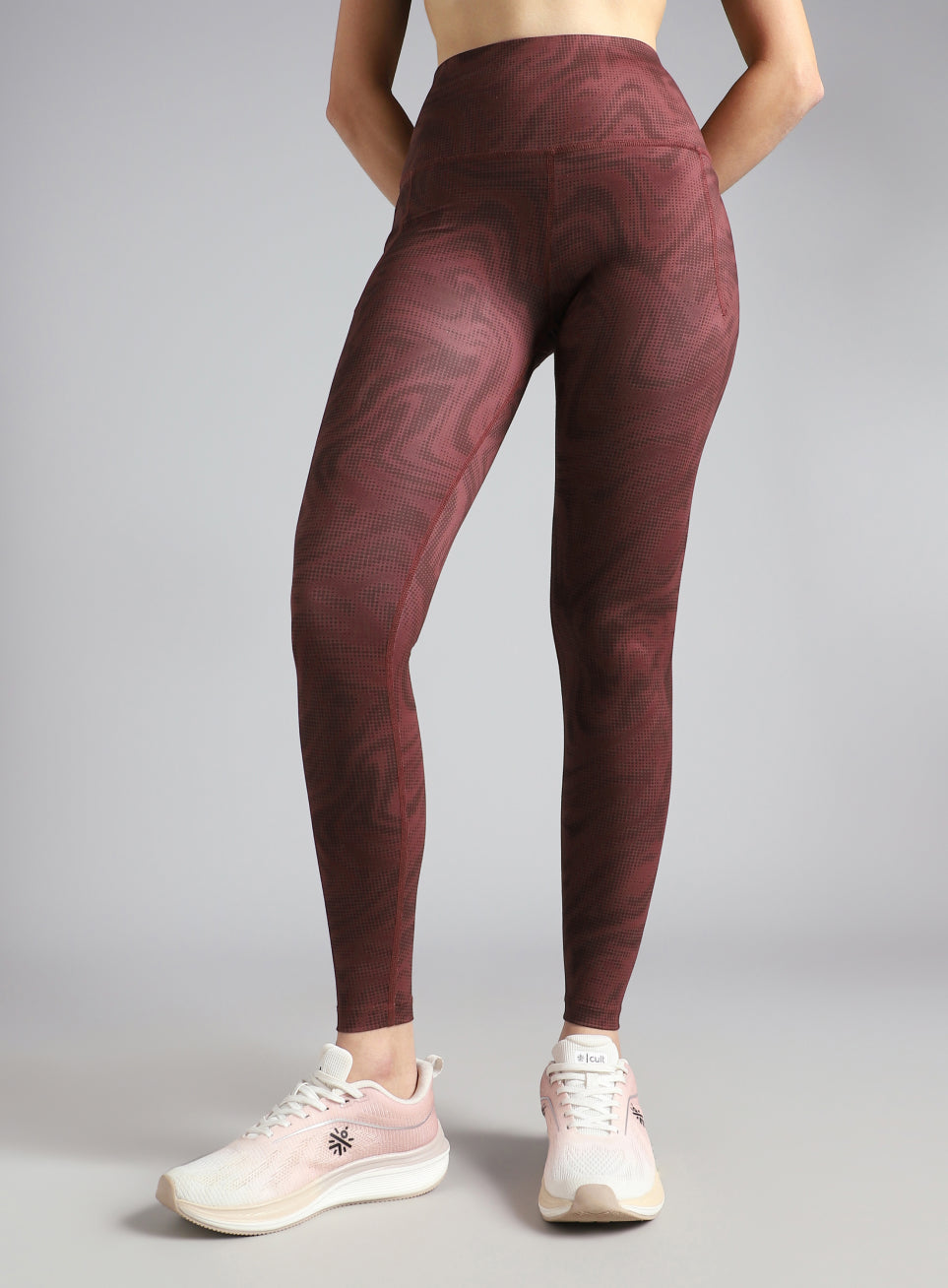 Women's Maroon Printed Train All Day COMFlex Tights