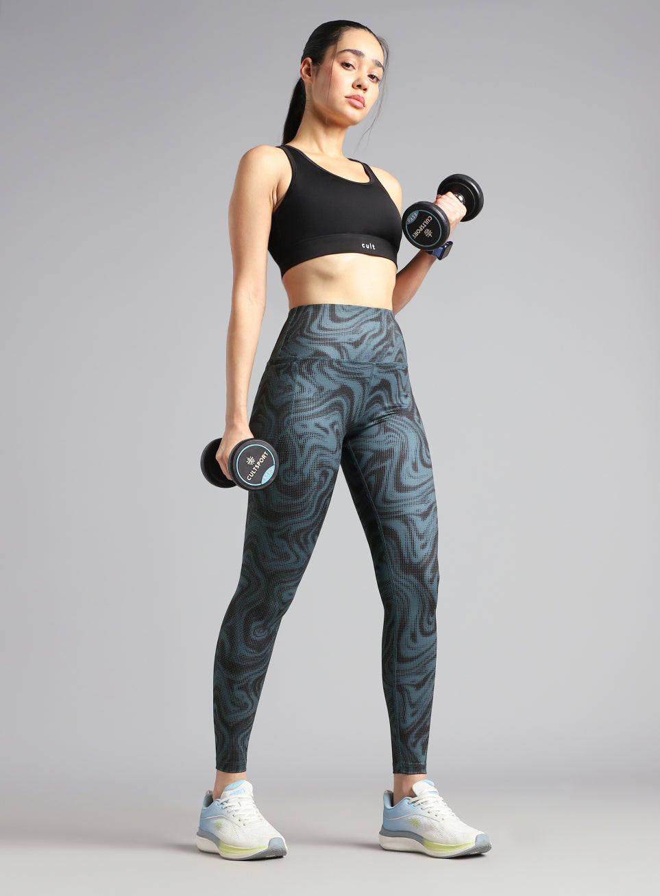 Women's Teal Printed Train All Day COMFlex Tights