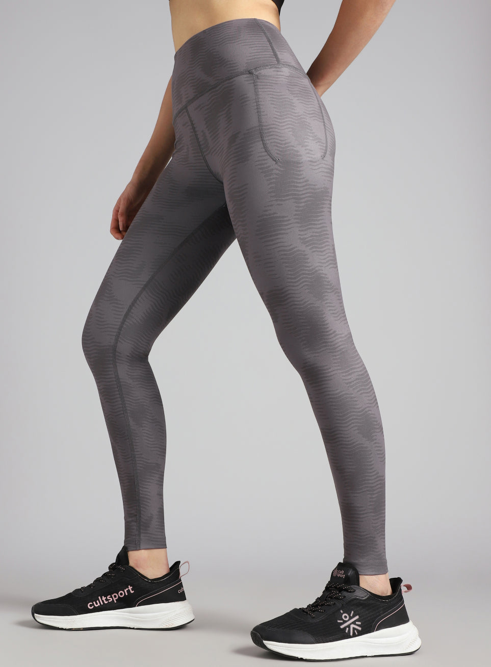 Women's Grey Printed Train All Day COMFlex Tights