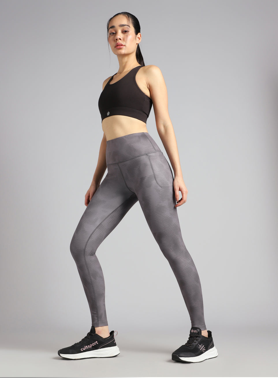 Women's Grey Printed Train All Day COMFlex Tights
