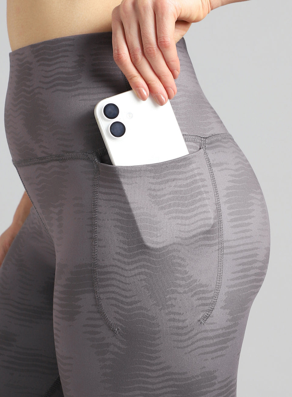 Women's Grey Printed Train All Day COMFlex Tights