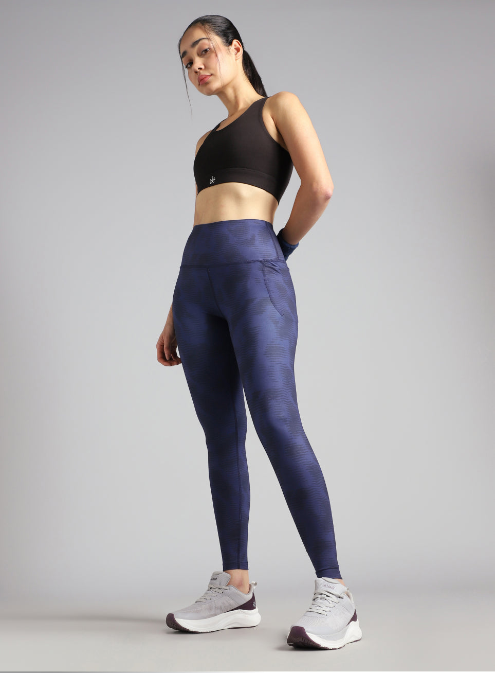 Women's Blue Printed Train All Day COMFlex Tights