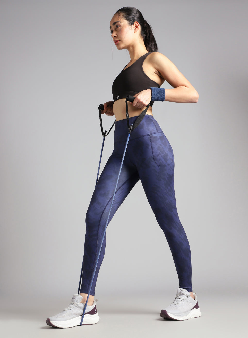 Women's Blue Printed Train All Day COMFlex Tights