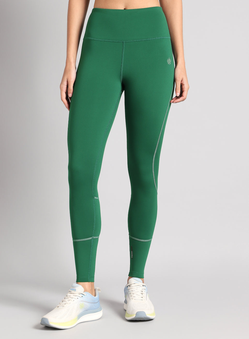 Women's Green Absolute Fit Solid Running Tights