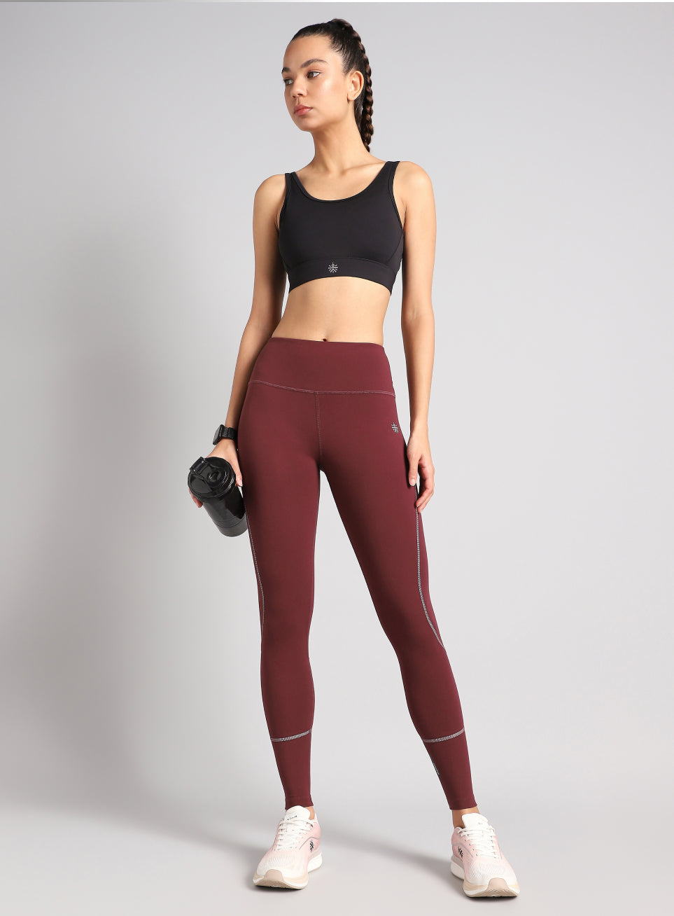 Women's Brown Absolute Fit Solid Running Tights