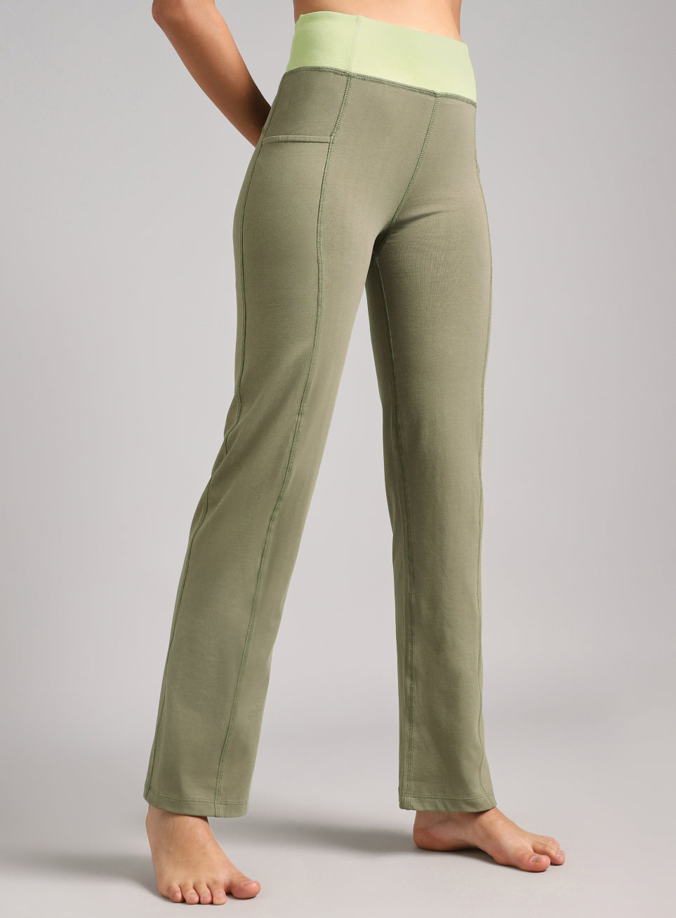 Women's Olive Yoga Straight Fit Trackpants