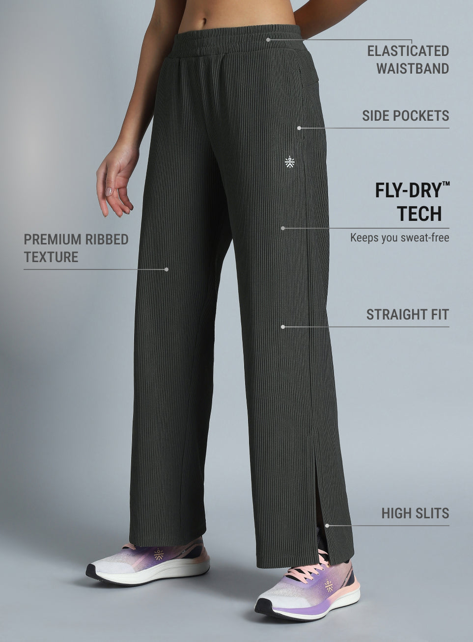 Women's Grey Move it Highwaist Trackpants