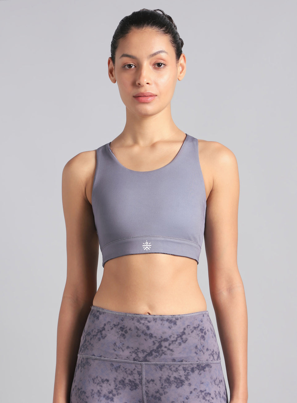 Women's Dark Grey Reversible Yoga High Support Bra