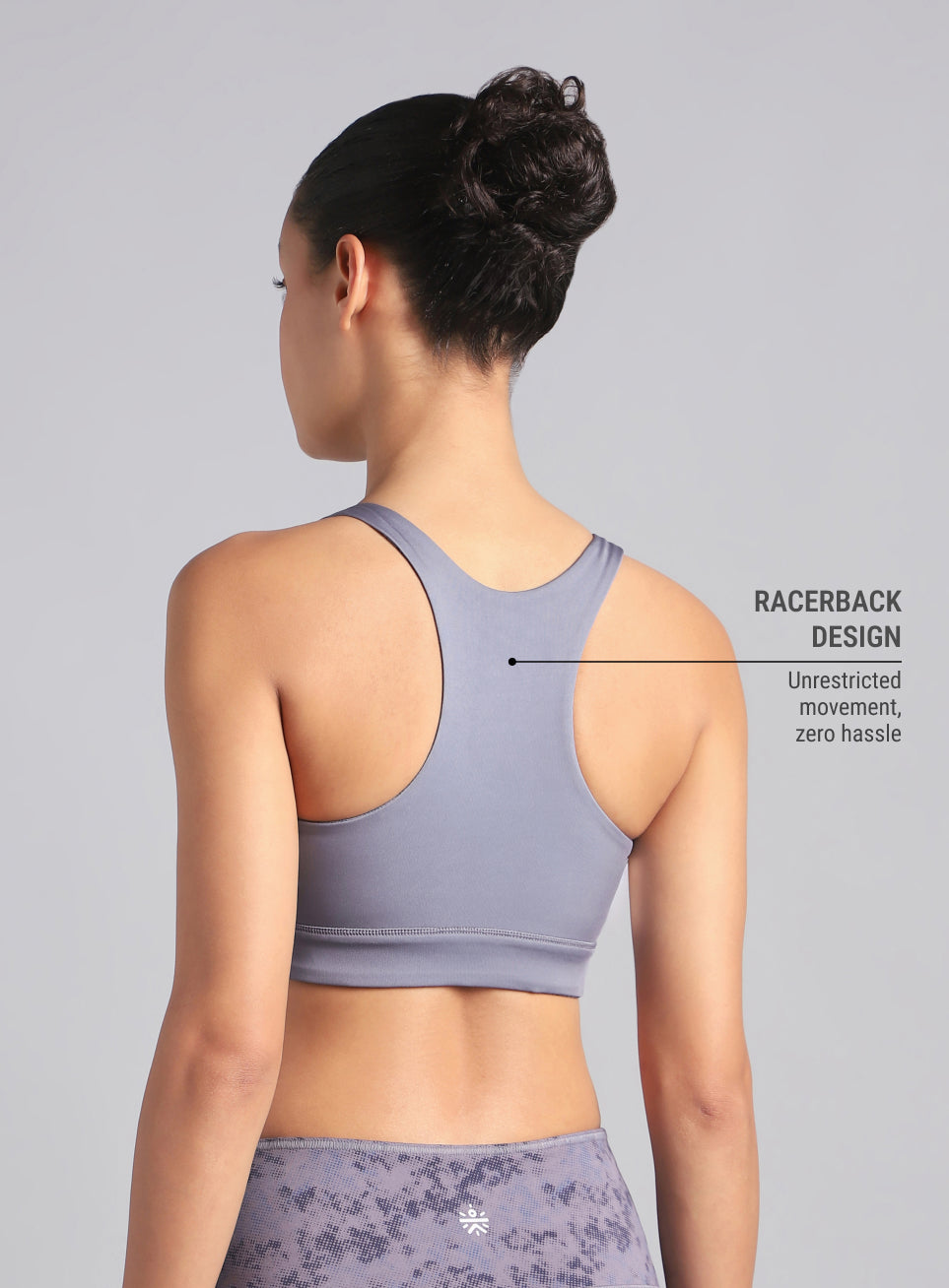 Women's Dark Grey Reversible Yoga High Support Bra