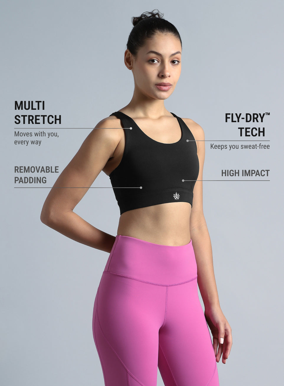 Women's Black Yoga Flow High Support Bra