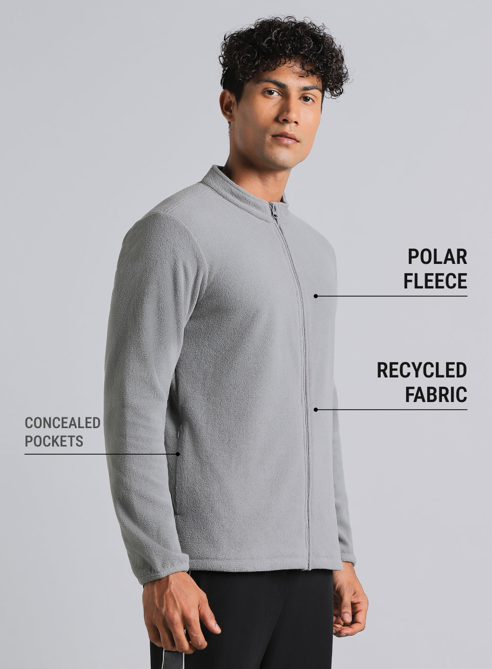 Men's Dark Grey Performance Pro Training Fleece Jacket