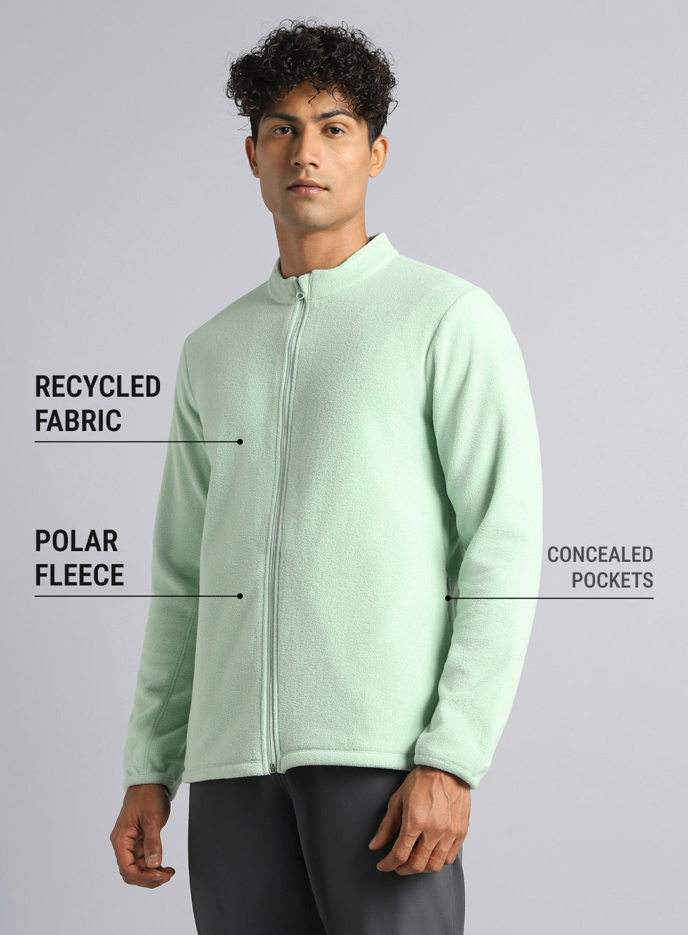 Men's Light Green Performance Pro Training Fleece Jacket