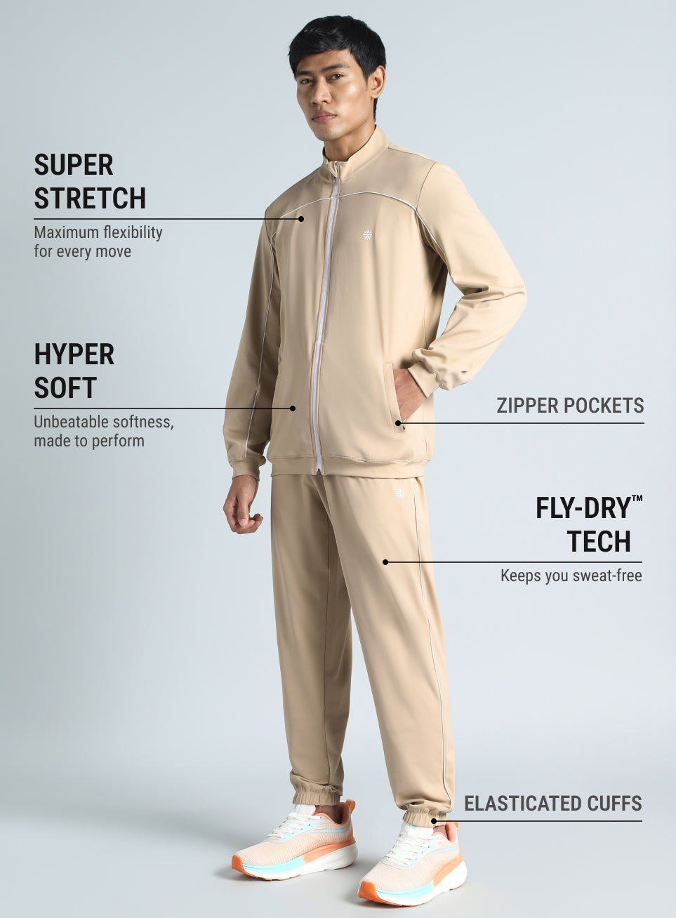 Men's Beige Training All Format Tracksuit