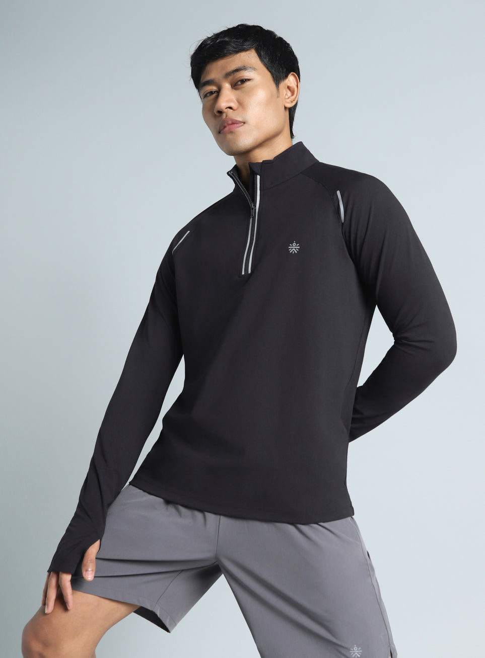 Men's Black Night Runner's Half Placket Jacket