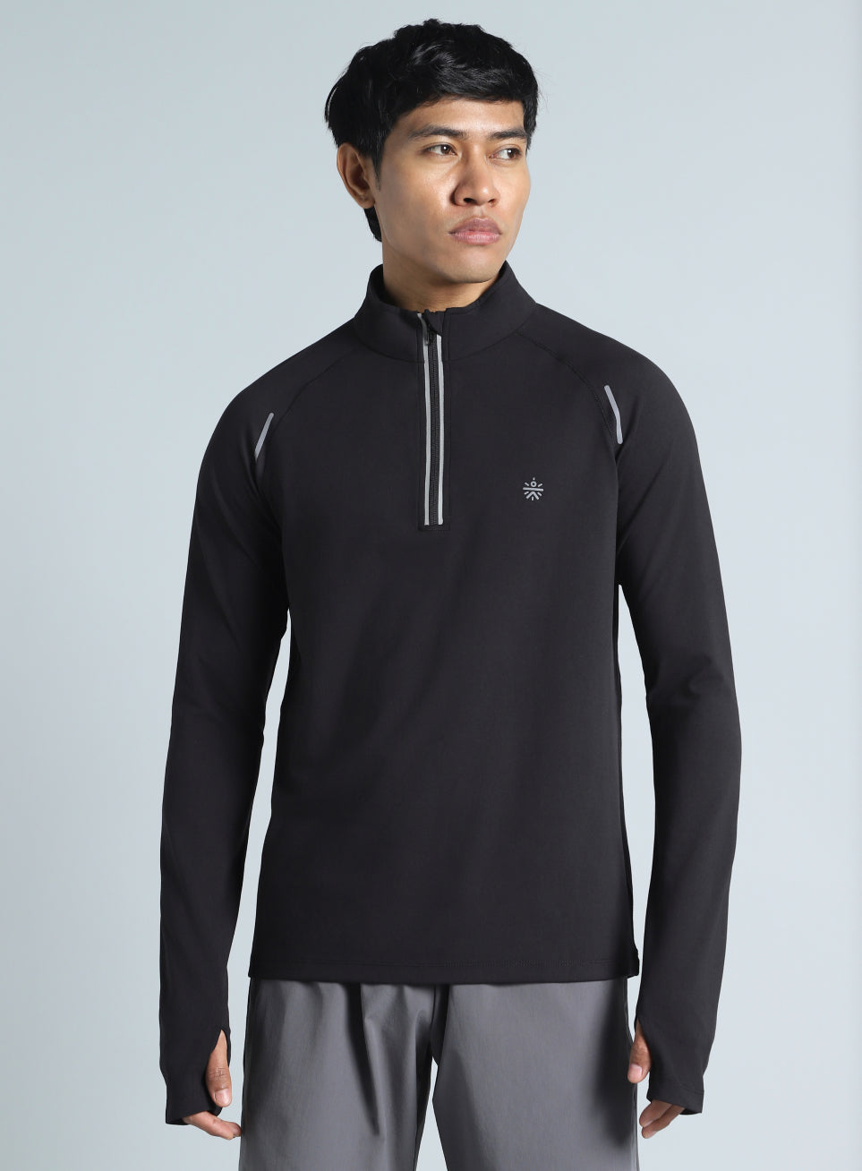 Men's Black Night Runner's Half Placket Jacket