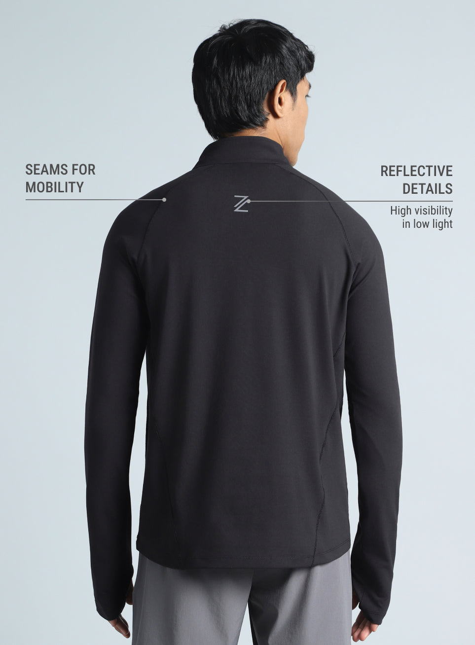 Men's Black Night Runner's Half Placket Jacket