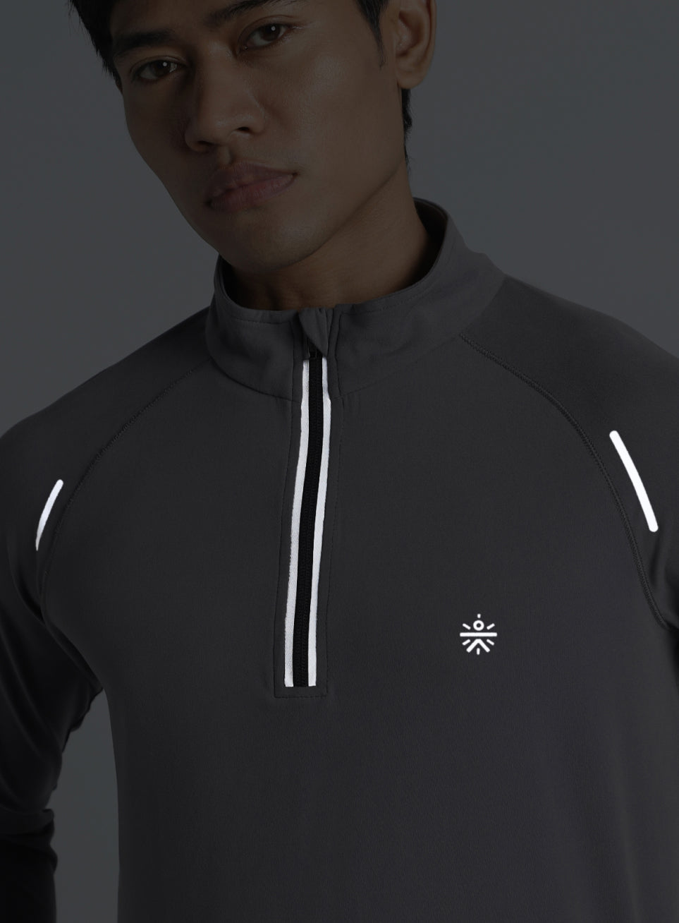 Men's Dark Grey Night Runner's Half Placket Jacket