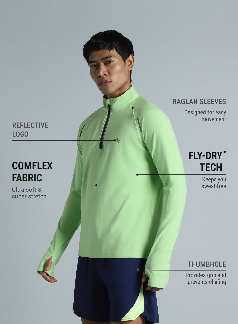 Men's Neon Green Night Runner's Half Placket Jacket