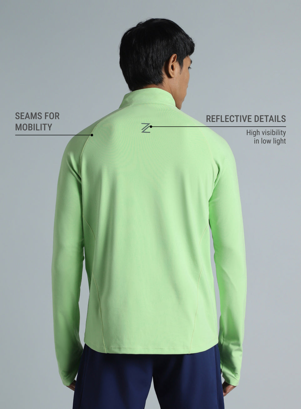 Men's Neon Green Night Runner's Half Placket Jacket