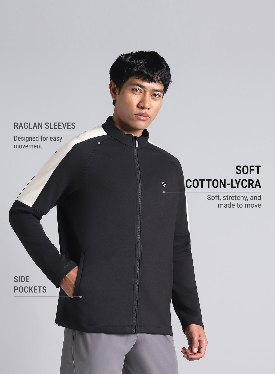 Men's Black Workout Essential Mid Layer Jacket