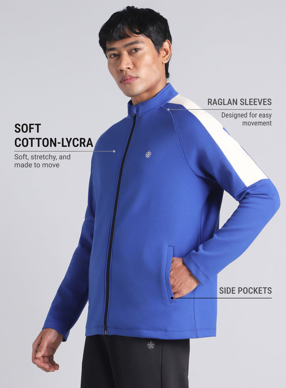 Men's Blue Workout Essential Mid Layer Jacket