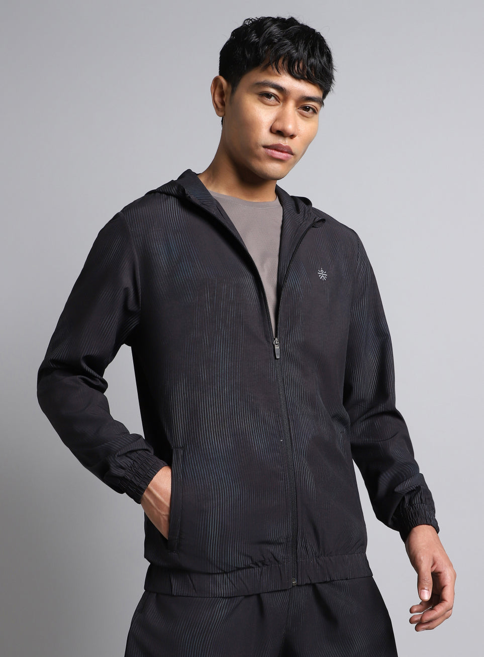 Men's Black Urban Camo Run Lightweight Jacket