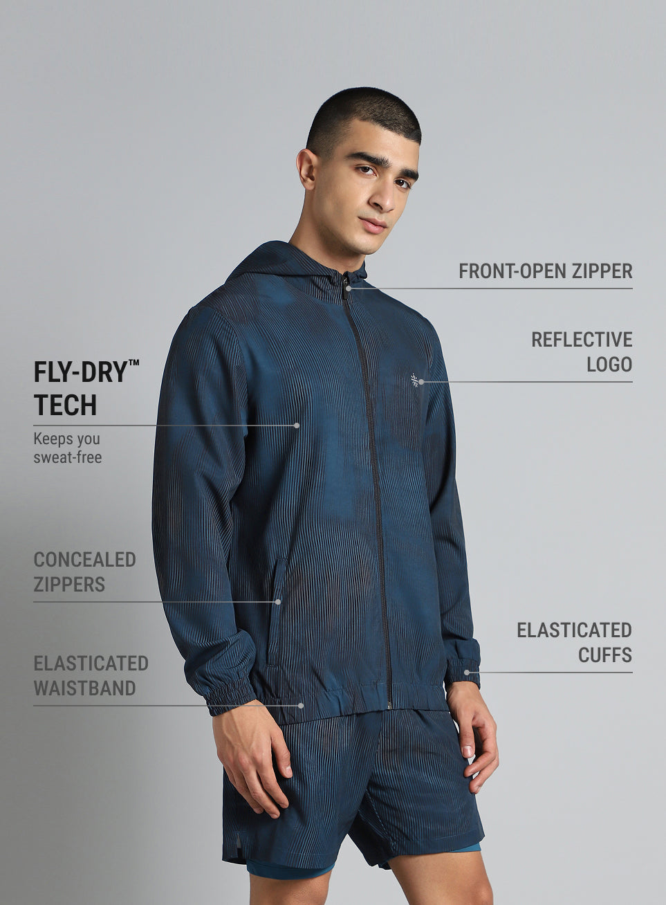 Men's Teal Urban Camo Run Lightweight Jacket