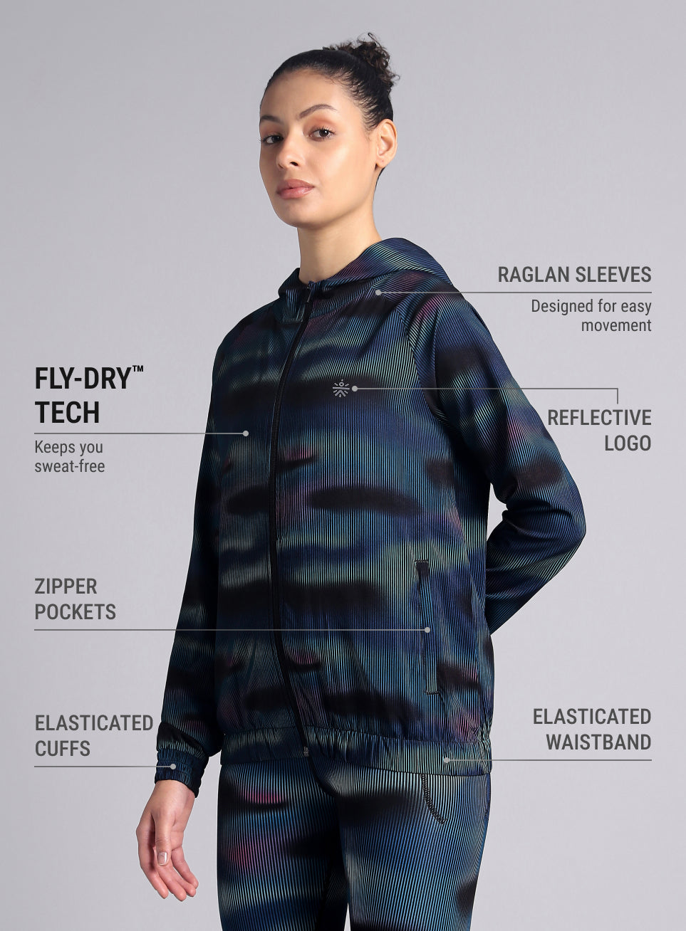 Women's Blue Energy Map All Over Print Lightweight Jacket