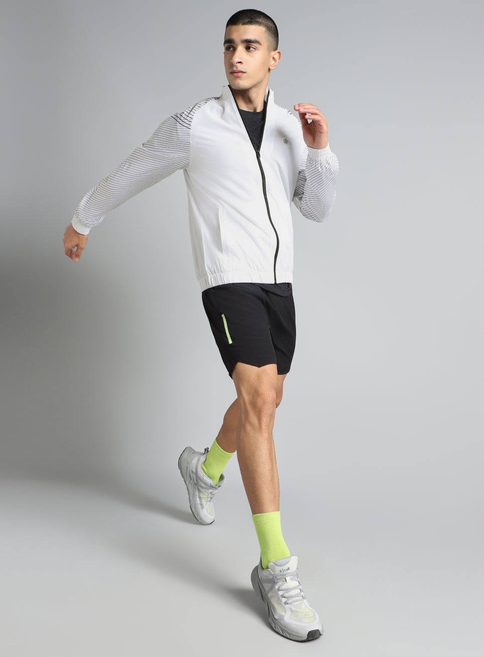 Men's White Energy Map Printed Lightweight Jacket