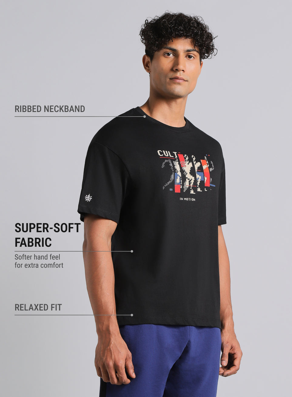 Cult Men's Black in Motion Graphic Relaxed Fit T-shirt