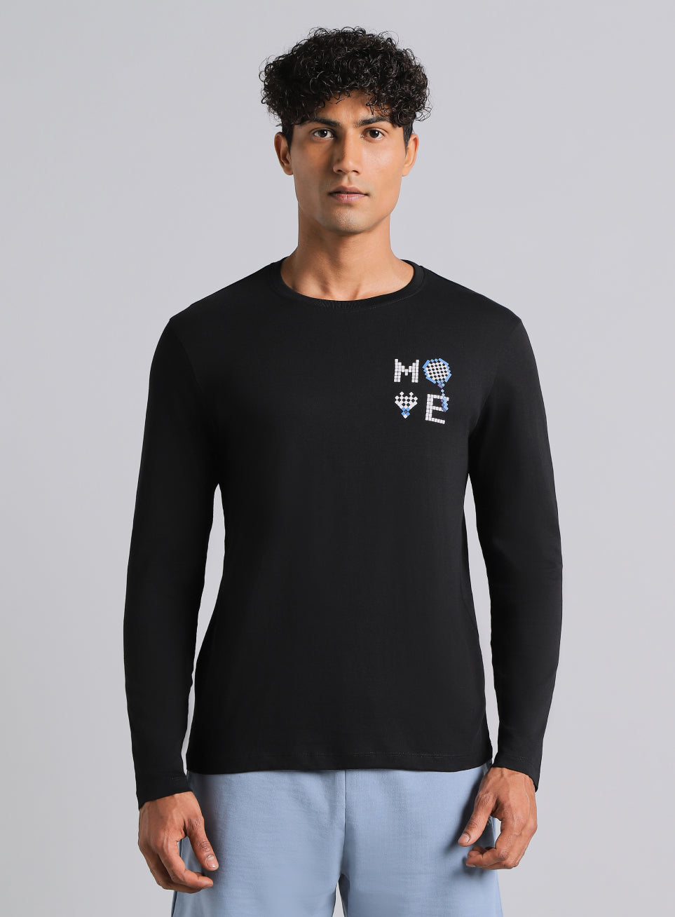 Men's Black Courtside Print Full Sleeve T-shirt