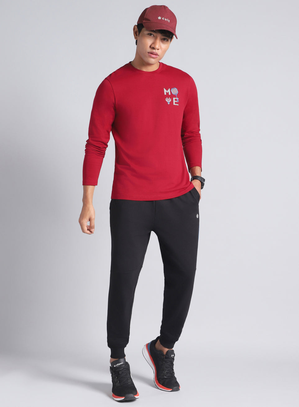 Men's Maroon Courtside Print Full Sleeve T-shirt