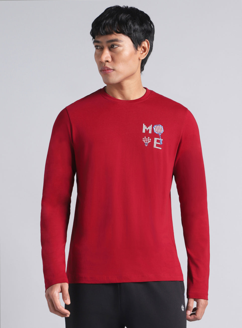 Men's Maroon Courtside Print Full Sleeve T-shirt