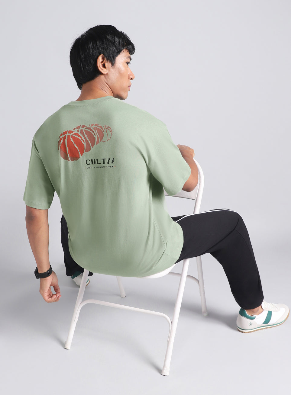 Men's Olive Oversized Graphic T-shirt