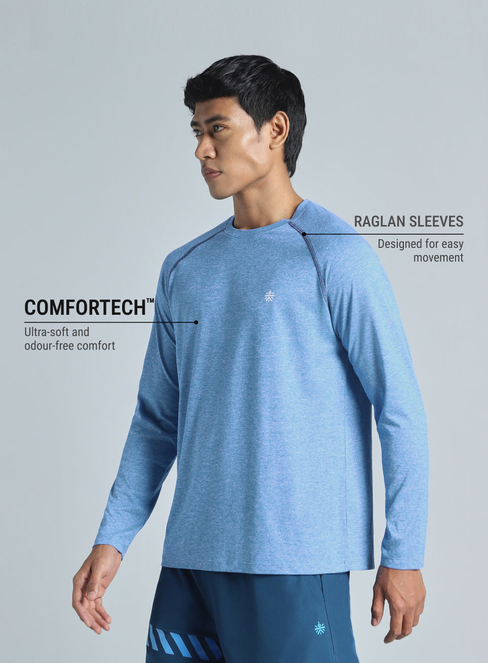 Men's Blue Active Day COMFORtech Full Sleeve T-shirt