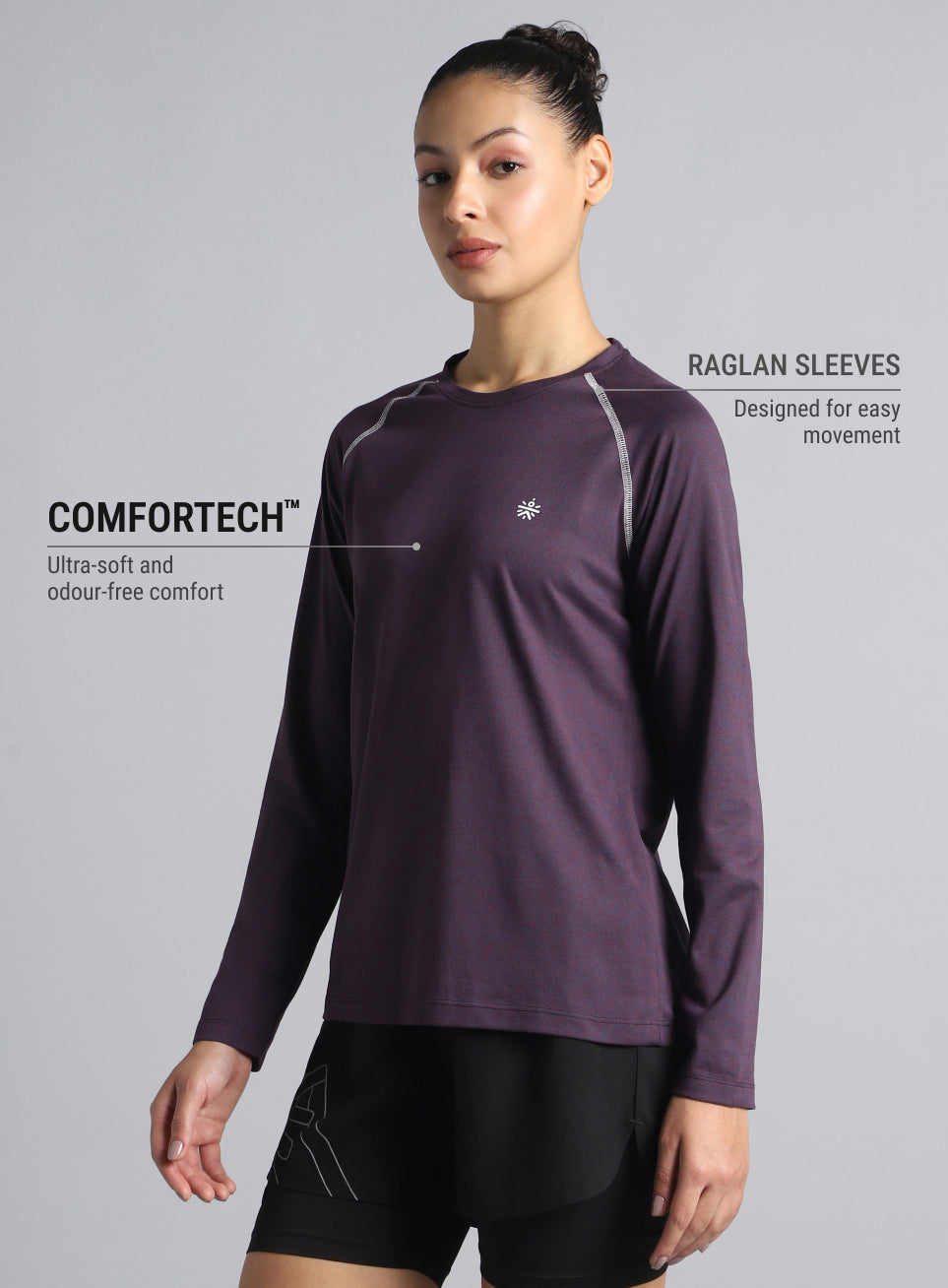 Women's Purple Active Day COMFORtech™ Full Sleeve T-Shirt