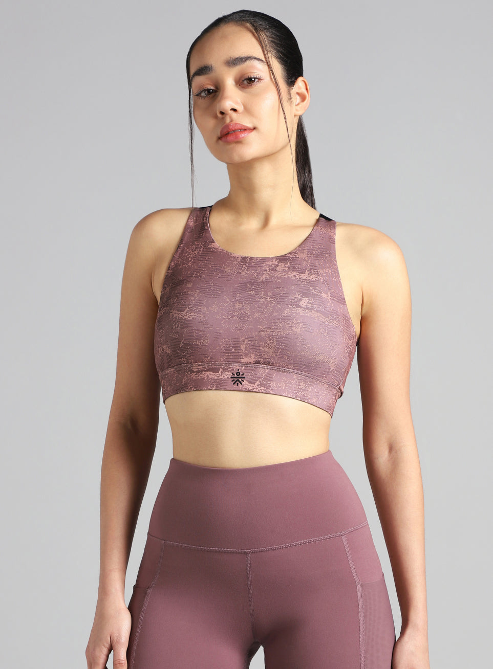 Women's Maroon Printed High Impact Training Bra