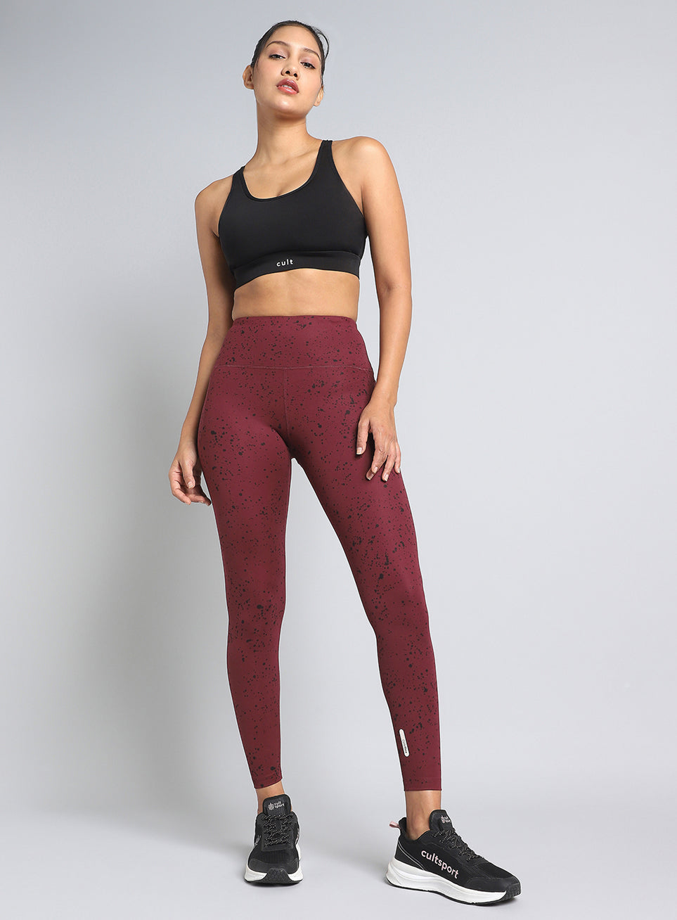 Women's Maroon Printed Train All Day COMFlex Tights