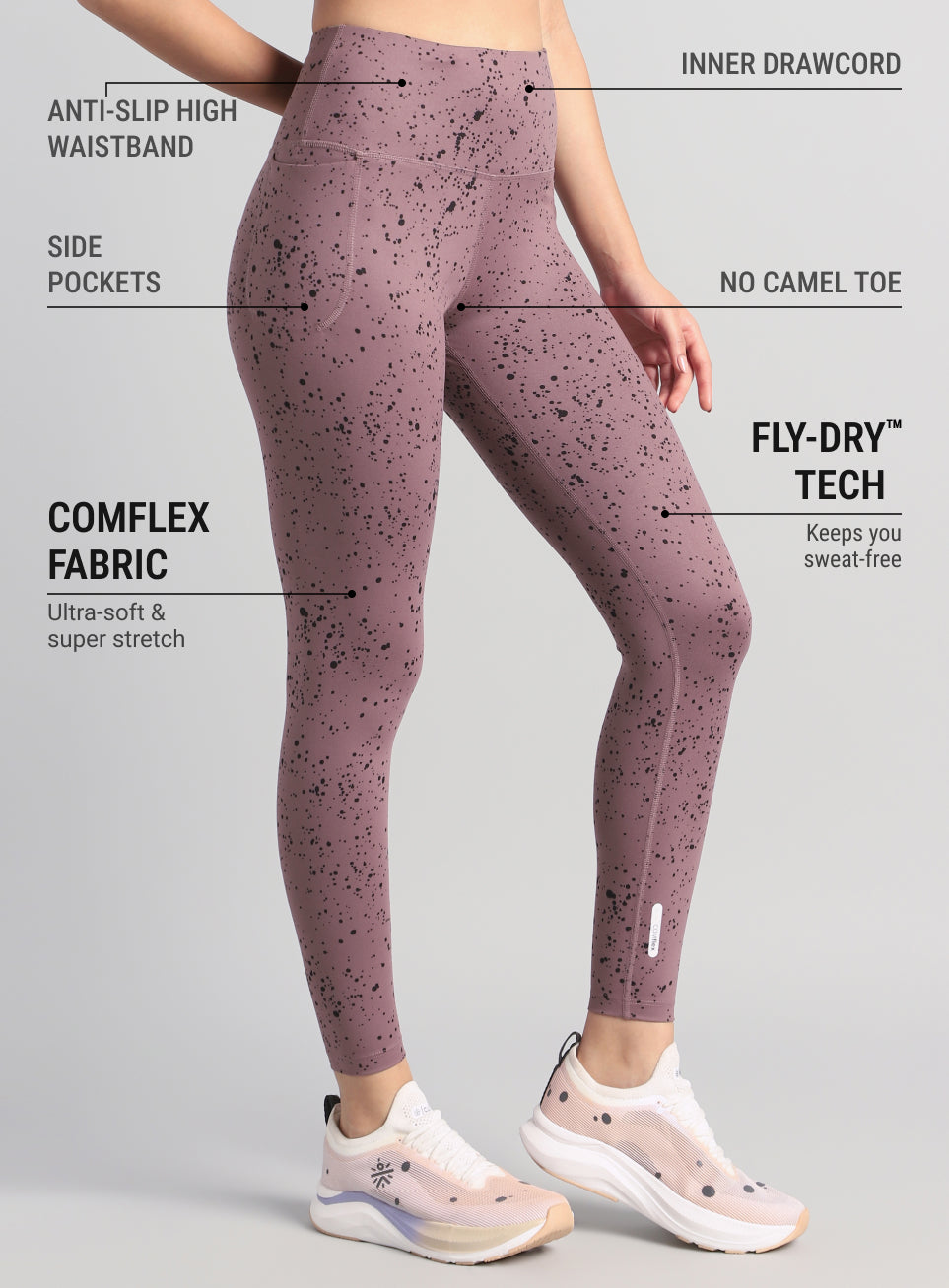 Women's Brown Printed Train All Day COMFlex Tights
