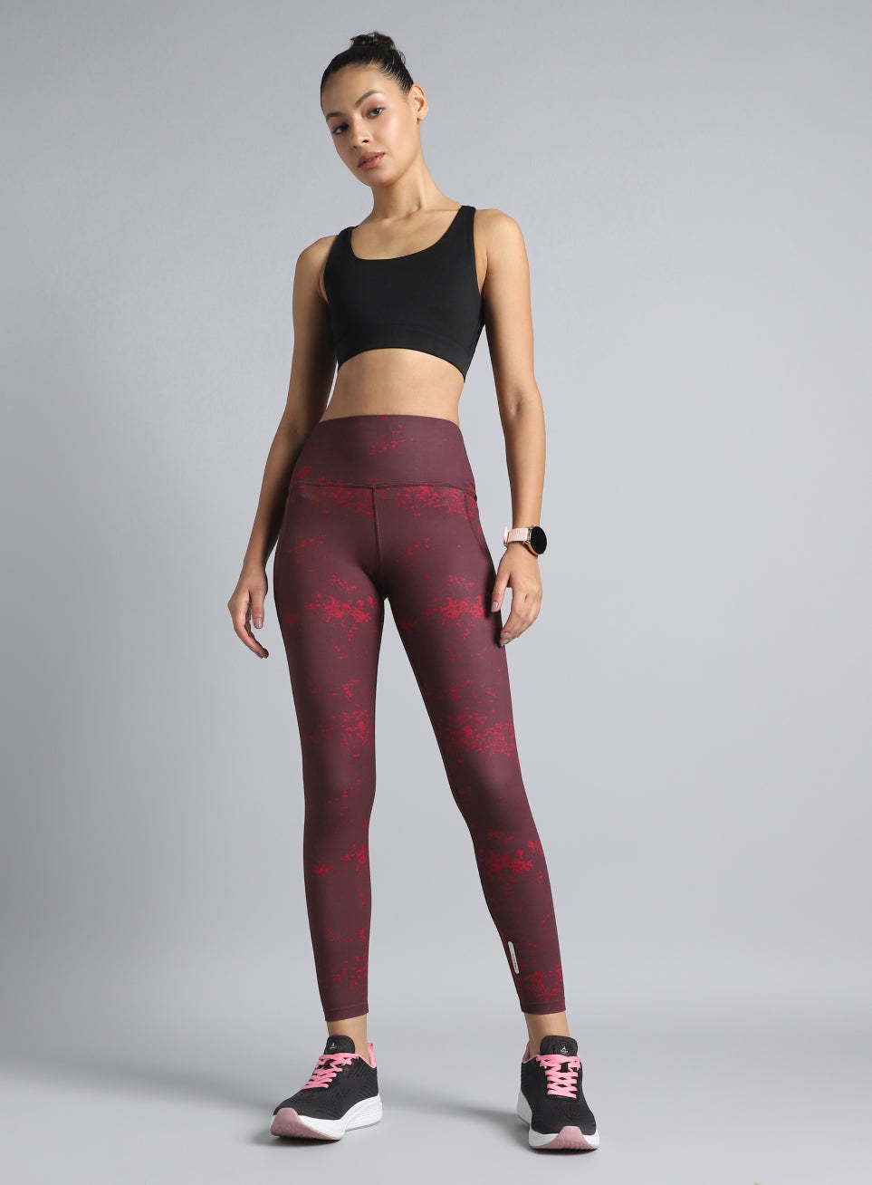 Women's Maroon Printed Train All Day COMFlex Tights